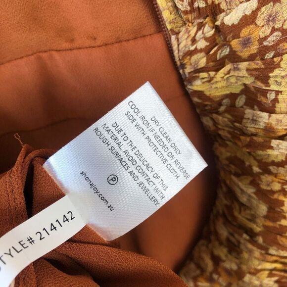 Shona Joy Sunset Ruched Mini Dress in Turmeric Multi Upcycled - Modified - Picture 9 of 9